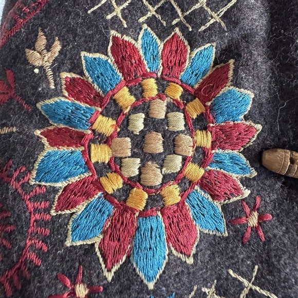 VTG 90's‎ PASTA Brown Wool Blend Whimsy Fairy Floral Embroidered Vest Large - Picture 6 of 6